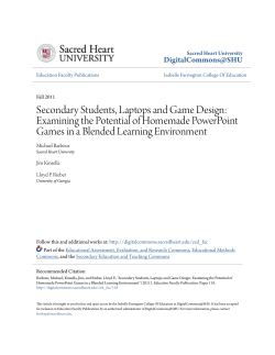 Secondary Students, Laptops and Game Design