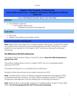 Post-Cardiac Arrest Care / Induced Hypothermia Pathway Order set