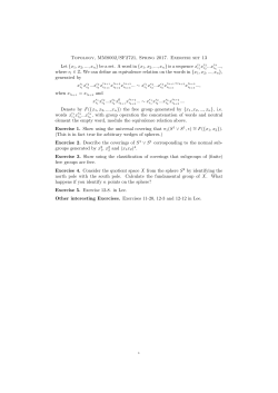 Topology, MM8002/SF2721, Spring 2017. Exercise set 13 Let 1x 1
