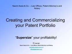 Creating and Commercializing your Patent Portfolio