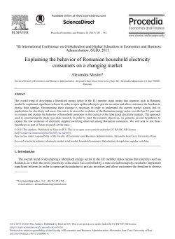 Explaining the Behavior of Romanian Household