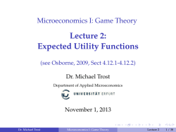 Microeconomics I: Game Theory Lecture 2: Expected