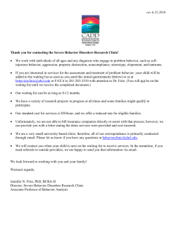 Severe Behavior Disorders Clinic