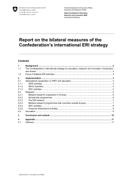 Report on the bilateral measures of the Confederation`s international