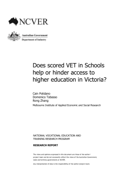Appendix B: VCE VET subjects - National Centre for Vocational