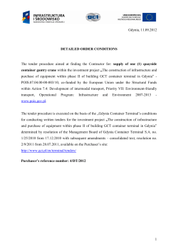1 Gdynia, 11.09.2012 DETAILED ORDER CONDITIONS The