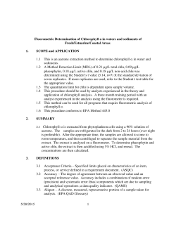 5/28/2015 1 Fluorometric Determination of Chlorophyll &alpha; in waters