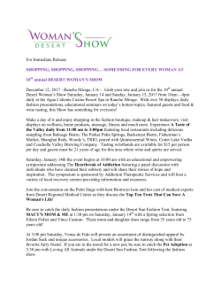 For Immediate Release SHOPPING, SHOPPING, SHOPPING