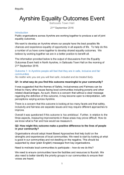 Equality Outcome Event - Saltcoats Town Hall 210916