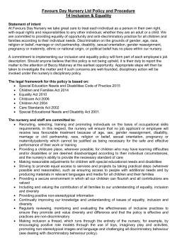 Equal Opportunities Policy - Favours Day Nursery, Moulton and