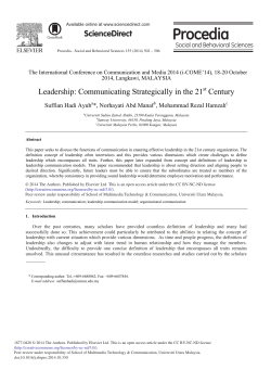 Leadership: Communicating Strategically in the