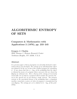 ALGORITHMIC ENTROPY OF SETS