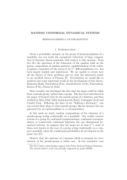 RANDOM CONFORMAL DYNAMICAL SYSTEMS 1. Introduction