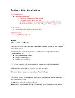 CertMaster Script &ndash; Overview Demo