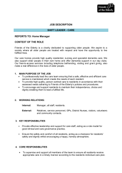 JOB DESCRIPTION SHIFT LEADER