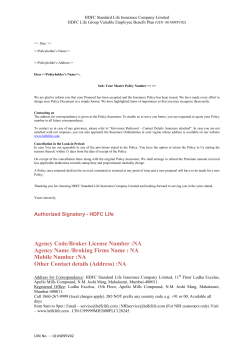 Agency Code/Broker License Number :NA Agency Name /Broking
