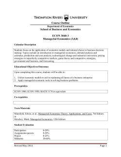 Course Outline School of Business and Economics ECON 3040