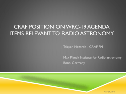 CRAF Position on WRC-19 Agenda Items Relevant to Radio