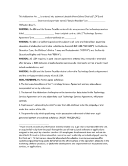 This Addendum No. __ is entered into between Lakeside Union