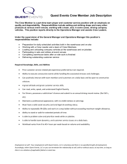 Quest Events Crew Member Job Description