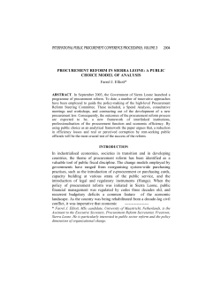Procurement Reform in Sierra Leone - A Public Choice