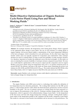 Multi-Objective Optimization of Organic Rankine Cycle