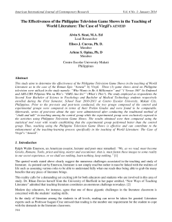 The Effectiveness of the Philippine Television Game Shows in the