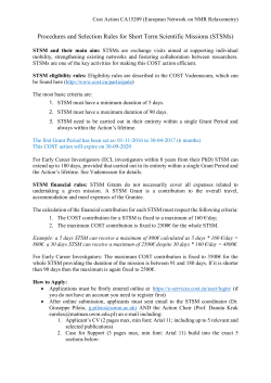 STSM Rules - CA15209 - European Network on NMR Relaxometry