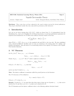 Vapnik-Chevronenkis Theory 1 Introduction 2 VC Theorem