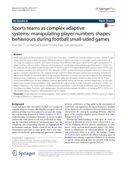 Sports teams as complex adaptive systems: manipulating player