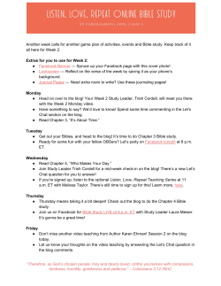 Another week calls for another game plan of activities, events and