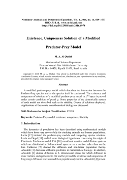 Existence, Uniqueness Solution of a Modified Predator