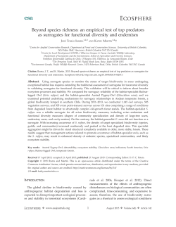 Beyond species richness: an empirical test of top predators as