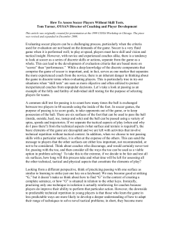 How To Assess Soccer Players Without Skill Tests. Tom Turner