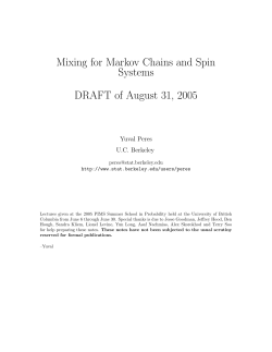 Mixing for Markov Chains and Spin Systems DRAFT of August 31