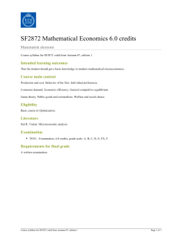 KTH | SF2872 Mathematical Economics 6.0 credits
