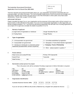 Australian Government Envirofund - Application for Funding Round