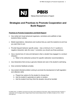 Strategies and Practices to Promote Cooperation and Build Rapport