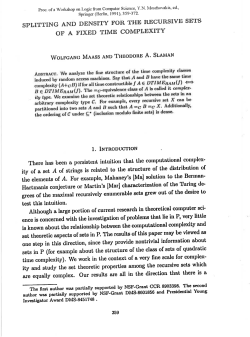 SPLITTING AND DENSITY OF A FIXED TIME COMPLEXITY
