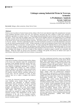 Linkages among Industrial Firms in Yerevan, Armenia: A Preliminary