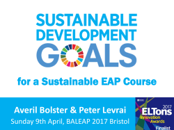 Sustainable Development Goals for a Sustainable EAP