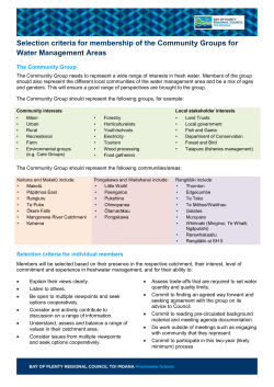 Selection criteria for membership of the Community Groups for