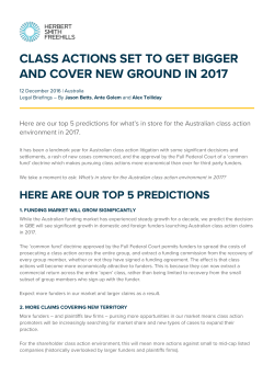 Class actions set to get bigger and cover new ground in 2017