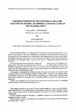 FURTHER EVIDENCE ON THE INDIVIDUAL WELFARE FUNCTION