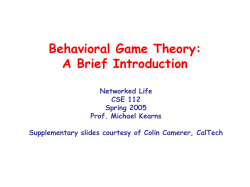 Behavioral Game Theory