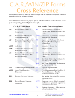 CAR/WIN/ZIP Forms Cross Reference