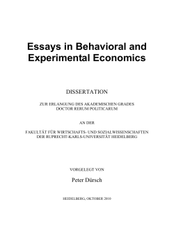 Essays in Behavioral and Experimental Economics