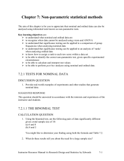CHAPTER 7 - NON-PARAMETRIC STATISTICAL METHODS