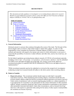Recruitment - Committee for Protection of Human Subjects