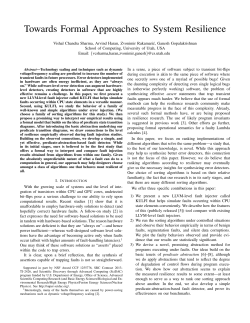 Towards Formal Approaches to System Resilience